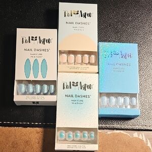 Red Aspen Nail Dashes - Blue and White Press-On Nails